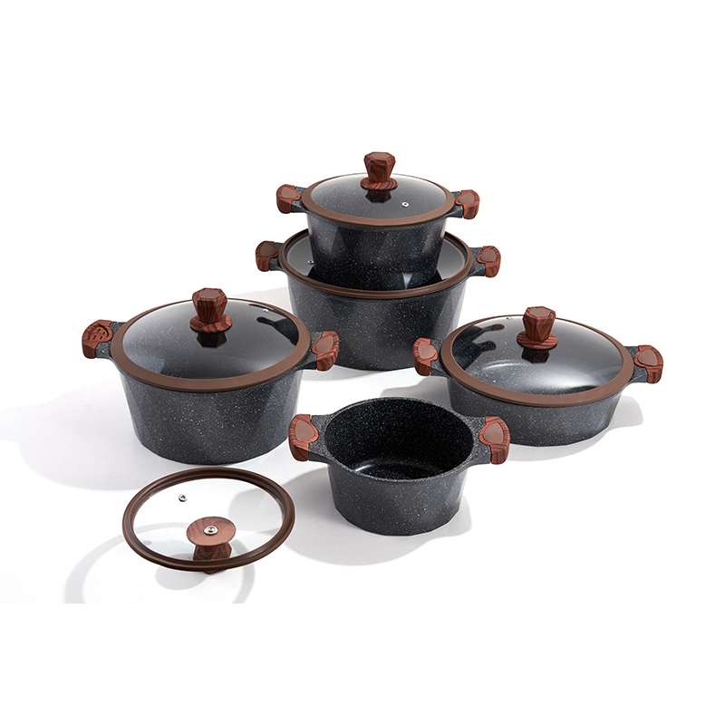 10pcs ObsidianCurve Aluminum pot Set