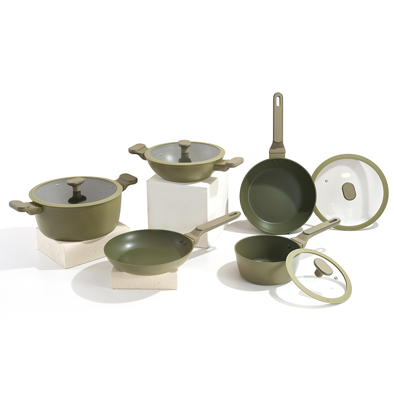 9pcs OliveGlow Aluminum Cookware Set