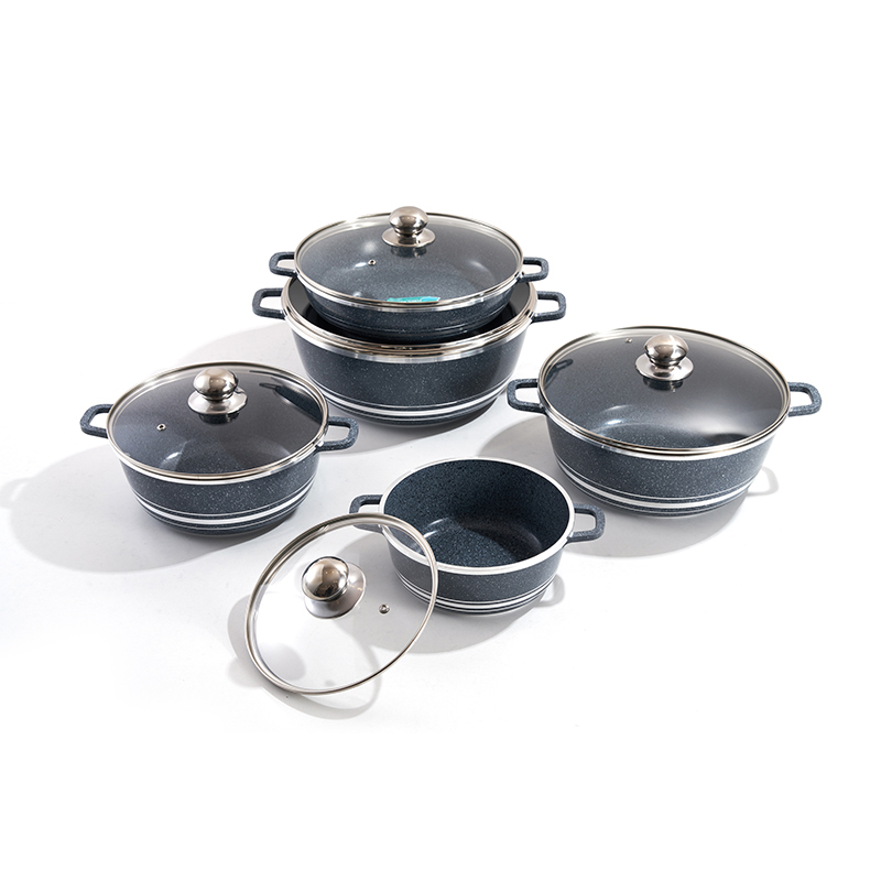 10pcs MidnightGranite Aluminium pot Set