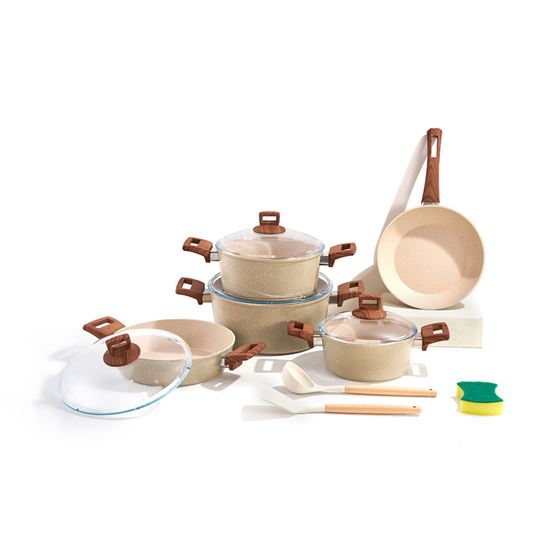 12pcs OatGrain Aluminium Cookware Set