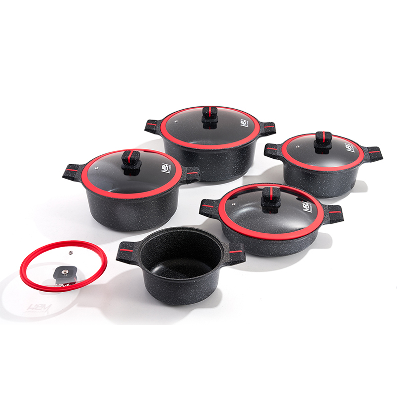 10pcs RushRed Aluminum pot Set