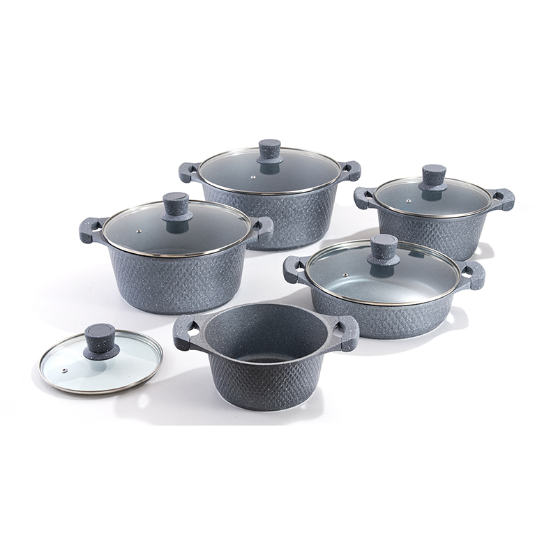 10pcs DiamondStone Granite Aluminum pot Set