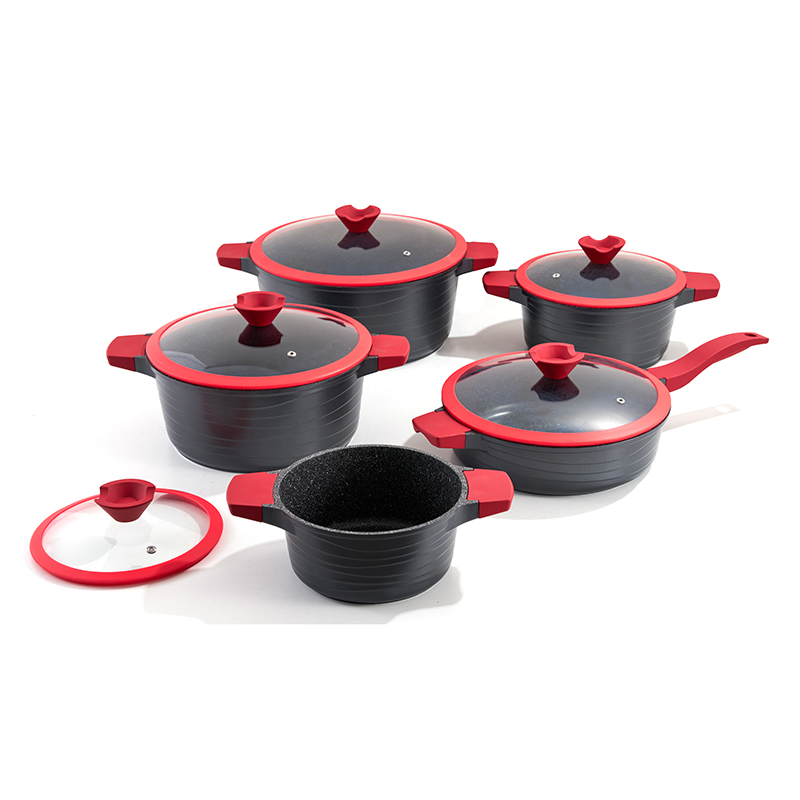 10pcs HeartTrim Granite Aluminium Cookware Set