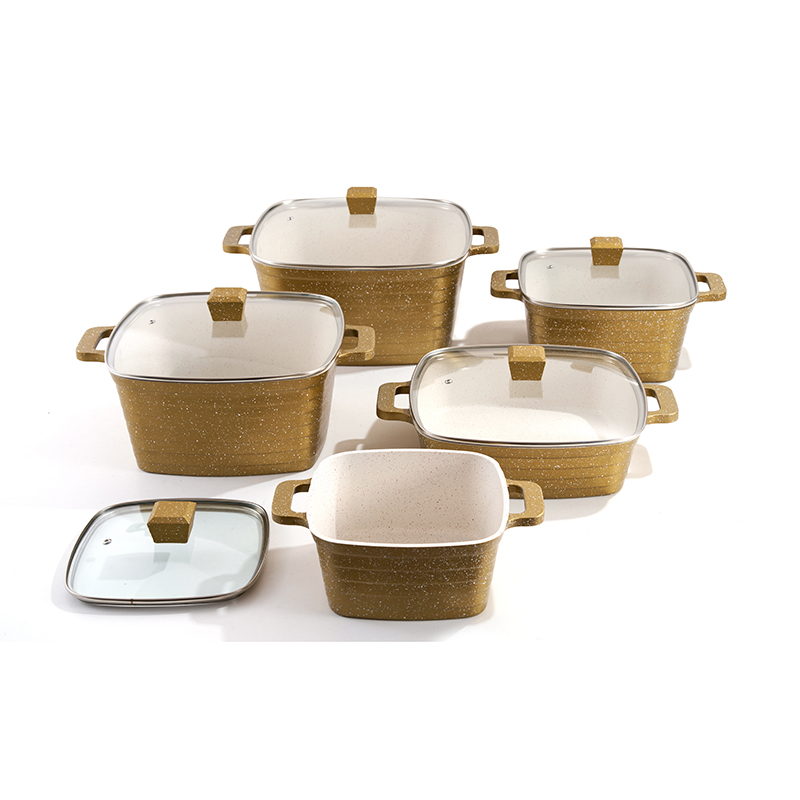 10pcs SpeckleSquare Granite Aluminum pot Set