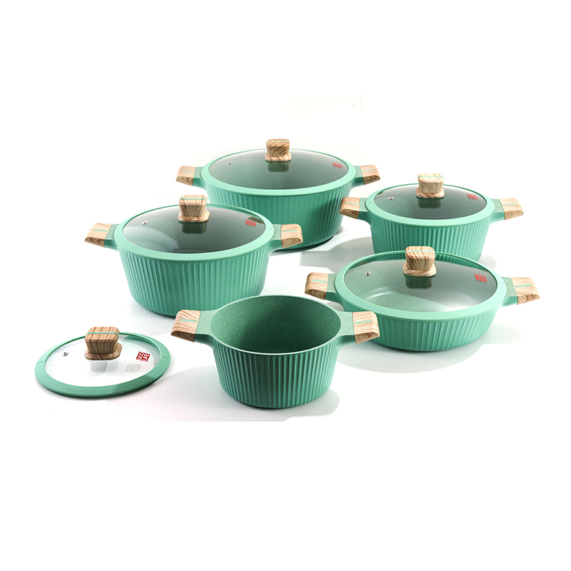 10pcs StackedRidge Granite Aluminum pot Set