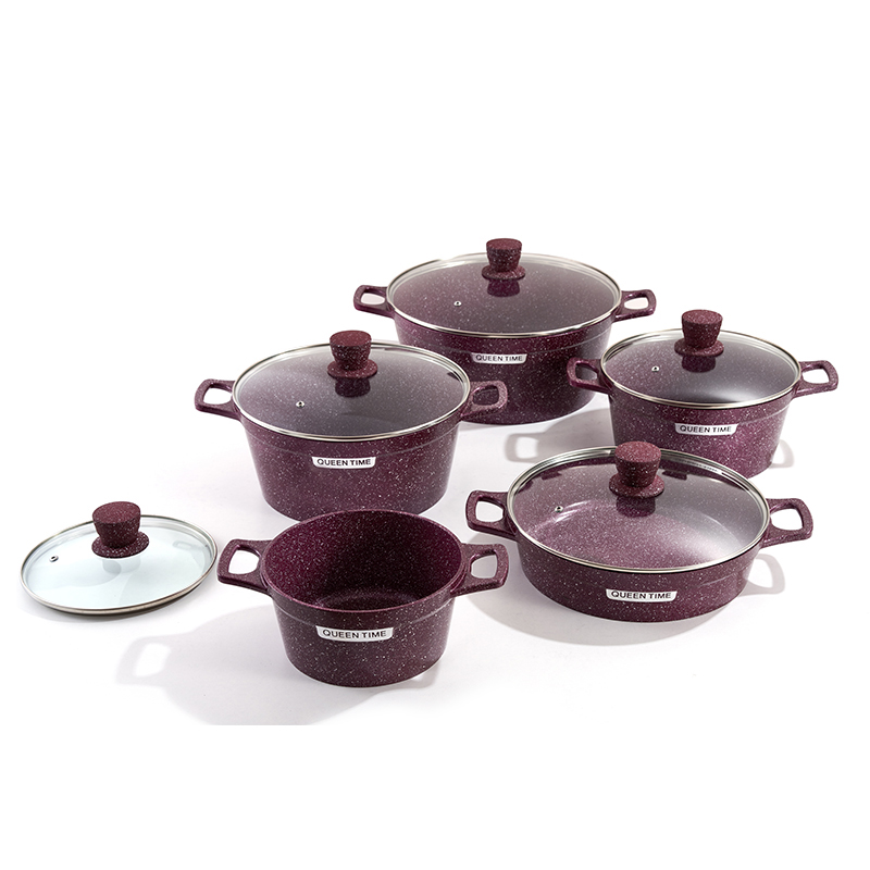 10pcs AmethystStone Aluminium pot Set