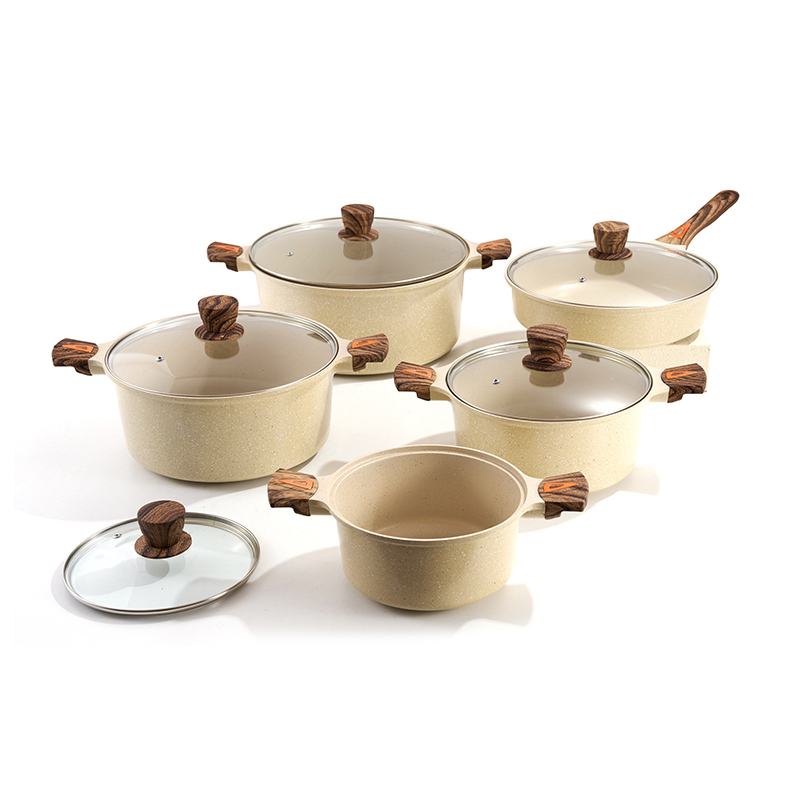 10pcs WoodEssentials Aluminium Cookware Set