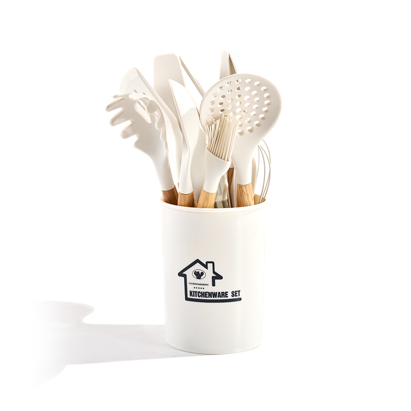 Silicone & Wood-Grain Handle Kitchen Utensil Set
