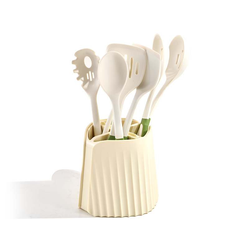 Creamy Style Silicone Kitchen Utensil Set with Storage