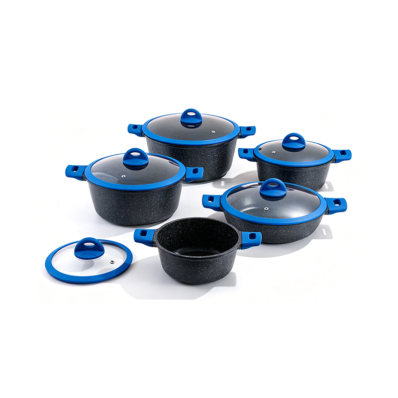 10pcs RedTrim Granite Aluminum pot Set 10pcs RedTrim Granite Aluminum pot Set
