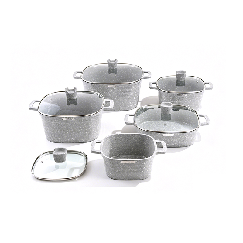 10pcs SquareRidge Granite Aluminum pot Set 10pcs SquareRidge Granite Aluminum pot Set