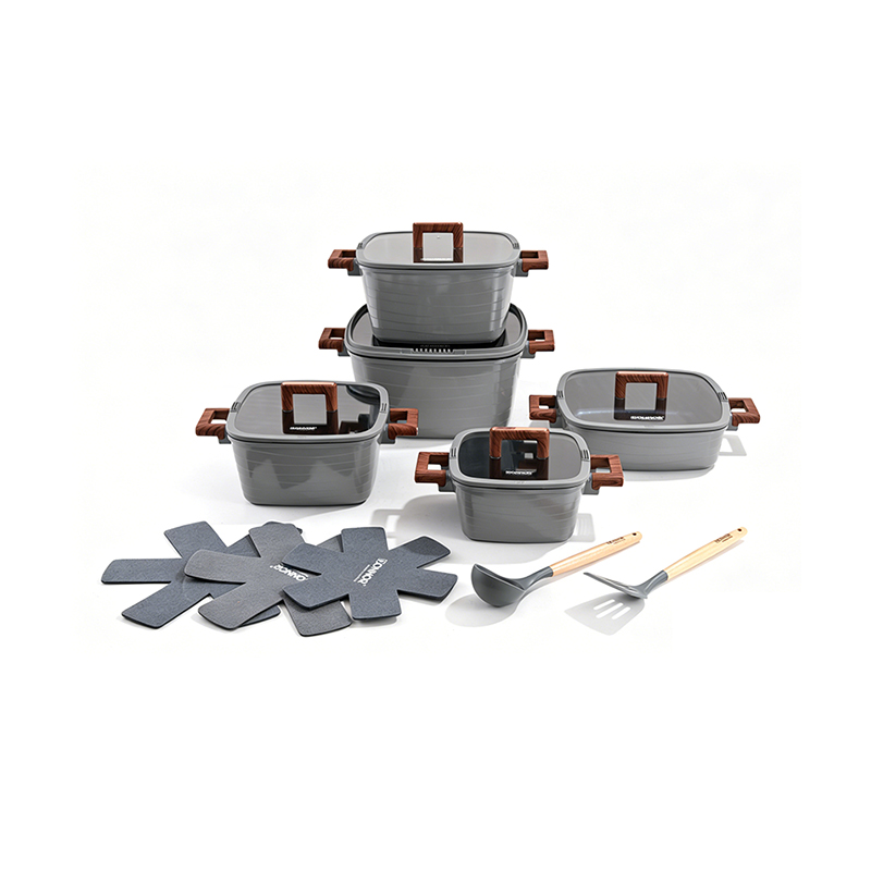 15pcs SquareStack Woodline Aluminium Cookware Set 15pcs SquareStack Woodline Aluminium Cookware Set