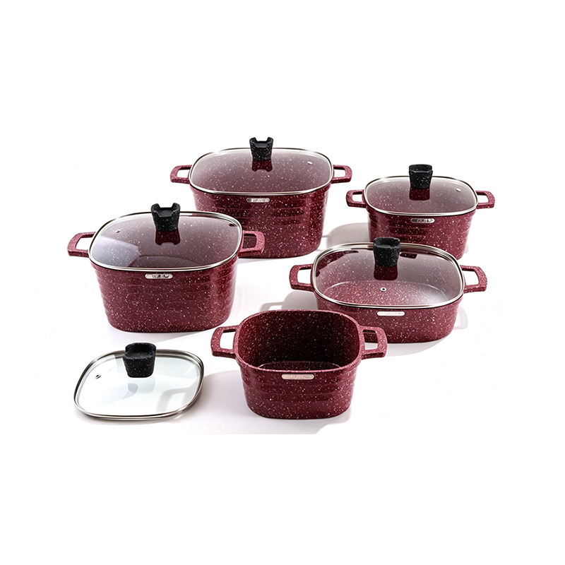 10pcs SquareRidge Granite Aluminum pot Set 10pcs SquareRidge Granite Aluminum pot Set