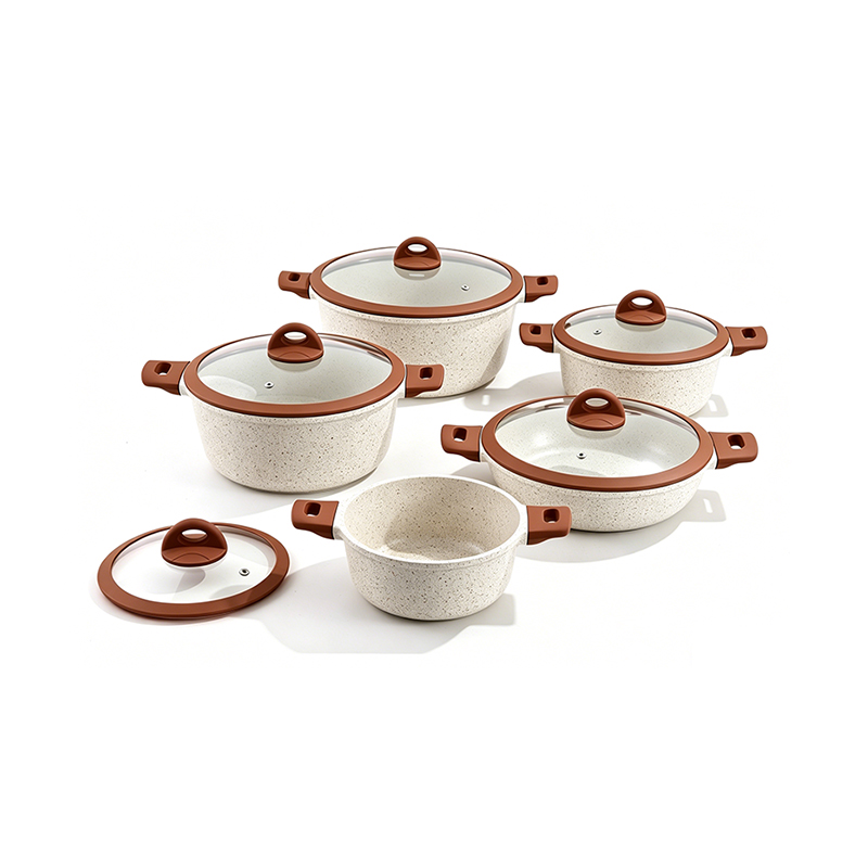 10pcs RedTrim Granite Aluminum pot Set 10pcs RedTrim Granite Aluminum pot Set