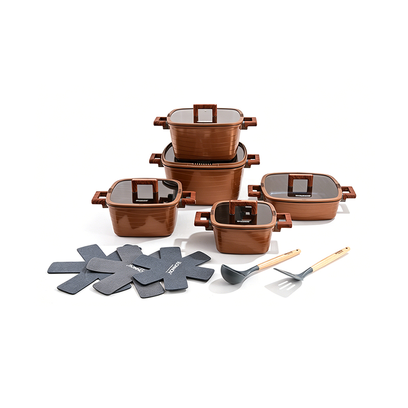 15pcs SquareStack Woodline Aluminium Cookware Set 15pcs SquareStack Woodline Aluminium Cookware Set
