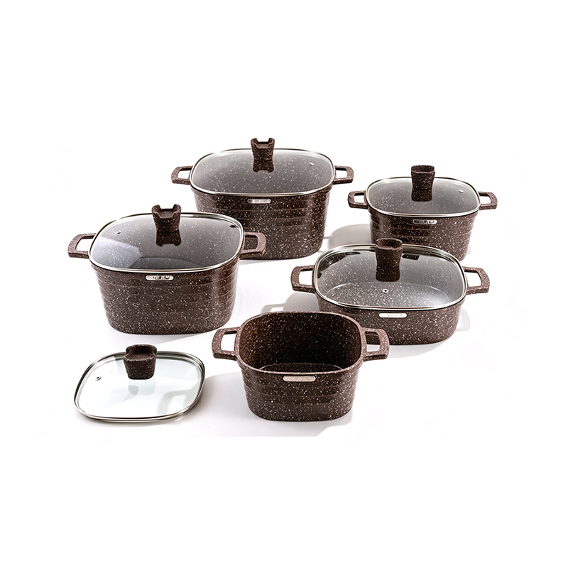 10pcs SquareRidge Granite Aluminum pot Set 10pcs SquareRidge Granite Aluminum pot Set