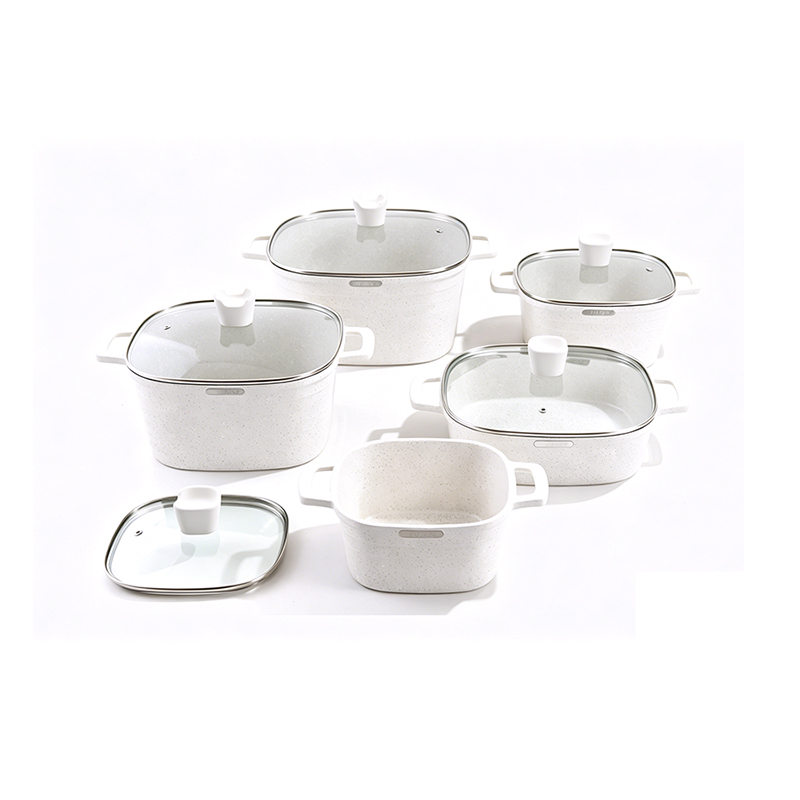 10pcs SquareRidge Granite Aluminum pot Set 10pcs SquareRidge Granite Aluminum pot Set