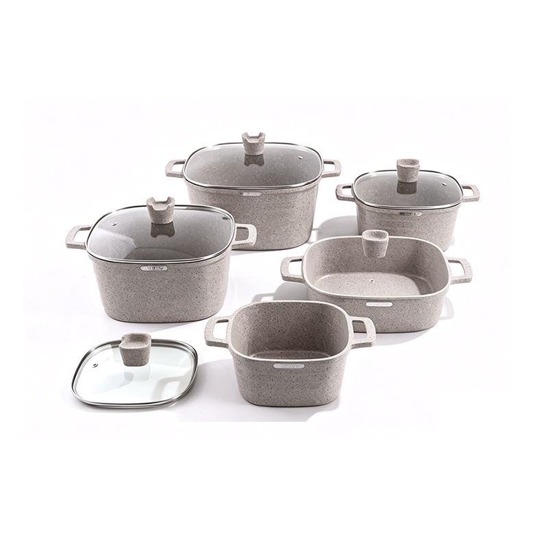 10pcs SquareRidge Granite Aluminum pot Set 10pcs SquareRidge Granite Aluminum pot Set